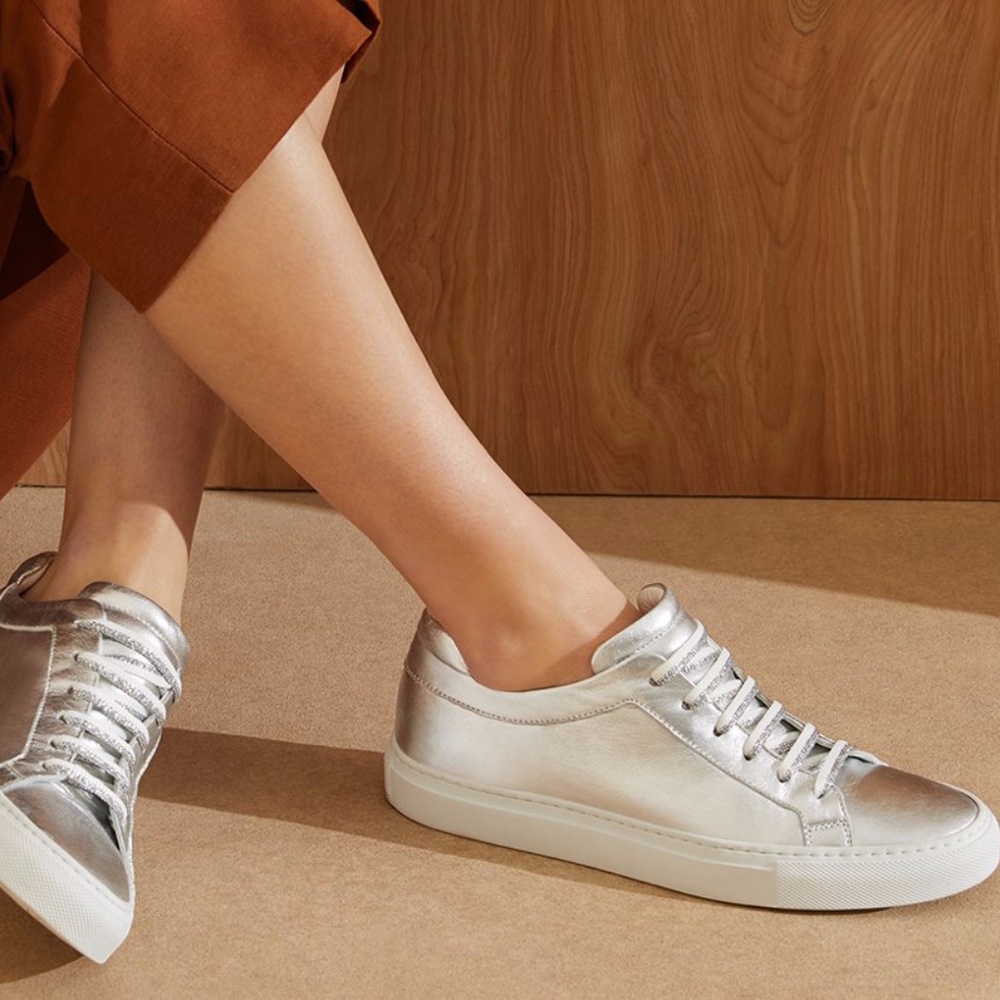 M. Gemi Palestra Metallic Sneaker in Soft Gold
